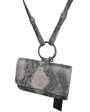 Street Level Mini Crossbody Bag Faux Snakeskin Gray Black NWT