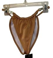 NWT PrettyLittleThing Mocha Tanga Ruched Bikini Bottoms