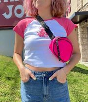 LPLD LOVE THAT FOR YOU pink baseball cropped tee