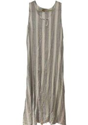 NATURAL IMPRESSIONS CREAM WITH SHIMMERY SILVER STRIPES MAXI DRESS LARGE