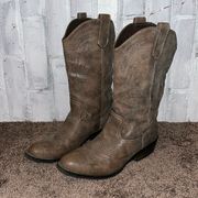 Brown distressed western cowboy boots