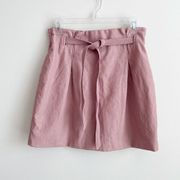 Free People Size 8 Pink Waist Tie Pull On Skirt Vegan Leather Pleather