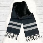 Vince Camuto Black and Gray fur fringe scarf