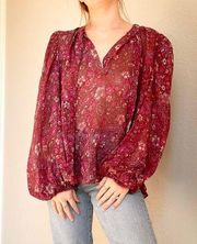 Ulla Johnson Silk Paisley Carmine Blouse