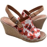 TOMS Monica Poppy Watercolor Platform Wedge Espadrille Sandals Size 6.5