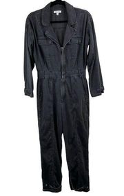 Black Long Sleeve Zip Front Patch Pocket Jumpsuit Size 2/Medium