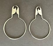 Balenciaga Safety Pin Large Hoop Statement Silver Earrings