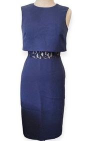 Baylee Sleeveless Flyaway Back Dress Size 0 Classic Blue Navy Lace Open Back Sleeveless