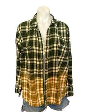 Green Bay Packers Flannel Plaid Shirt Shacket 2XL Oversize Unique Green Upcycled