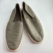 VINCE Leather Tan Taupe Slip On Comfort Flats Size 9.5 Perforated Lightweight