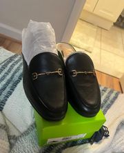 black leather mules