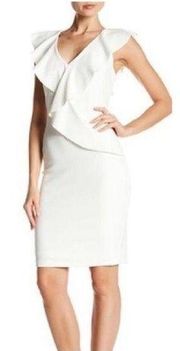 White Ruffle Neckline Dress