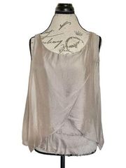 Gigi Moda Blouse Tank Top Size Small  Sleeveless Tiered Layer Frayed Romantic