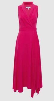 NWOT Reiss Claire collar pleated rose color midi-dress size 4