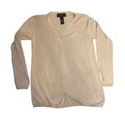 August Silk Women's Silk Rayon Blend Tan Button Up Cardigan Sweater Size, M D23