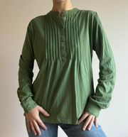 Green Pleated Blouse Ll Bean Size Medium