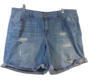 Lane Bryant Distressed Weekend Denim Shorts Size 18