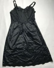 Vintage Wonder Maid Black Full Slip Size 34 Nylon Lace Trim Womens