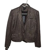 Rachel Zoe Blazer Womens Size Large Brown Plaid Lined Pockets Office One Button