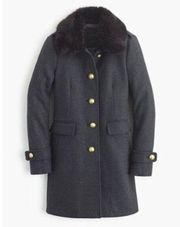 NWOT. JCrew Wool coat with faux-fur collar