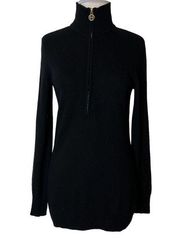 Tory Burch black high neck zip sweater sz S