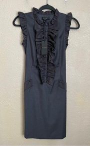 NWT Ted Baker London Mimmi Metal Wool Crepe Satin Ruffle Dress 0