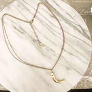 Bijoux Terner Horn Necklace Gold Boho