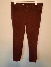Pilcro And The Letterpress by Anthropologie Red Jacquard Skinny Pants waist 31