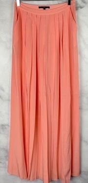 Tibi 100% Silk Chiffon Pleated A Line Flowy Maxi Skirt Coral Bohemian Designer 4