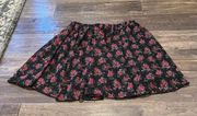 NWOT deLiA*s Y2K Black Polka Dot Rose Print Mini Circle Skater Skirt Size Small