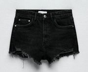 Black Denim High Waisted Shorts