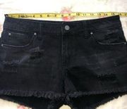 BP Jean Shorts Size 26 Black Distressed Denim Boho Beach Festival Cut Off Frayed