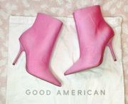 Good American Emma High Bootie Pointed Toe in Pink With Dust Bag 4 NWOT