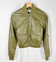 House of CB London Olive Green Faux Vegan Leather Bomber
Jacket Size XS