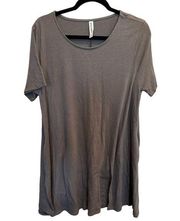 Zenana Premium Women’s 1X Brown/Gray Midi Short Sleeve Dress