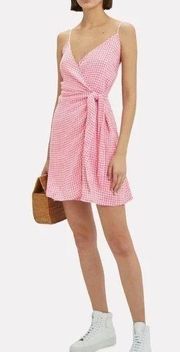 Rails Mailia Gingham Wrap Dress Pink Size XS
