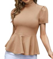 Beige Peplum Tank Top