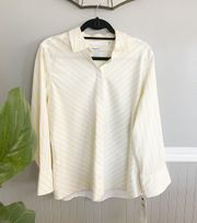 Oversized Yellow White Stripe Button Down Shirt by  Women's size 16