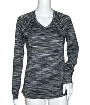 RBX Long Sleeve Workout Top Black Gray Space Dye Seamless Athletic Top