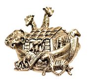 VINTAGE gold tone Noah's Ark pin brooch 1990s