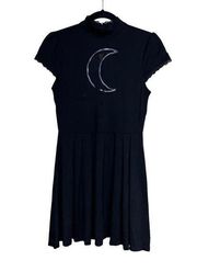 KILLSTAR Crescent Moon Mesh Cutout Fit & Flare Skater Dress Black Women’s Small