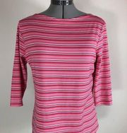 Kathy Lee Collection Stretch striped top Size Large 3/4 Sleeves New