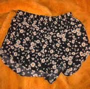 Floral Black Flowy Shorts