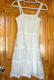 Elan Smock top White dress L NWT