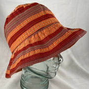 Coldwater Creek Womens Wide Brim Sun Hat Orange Red Ribbon Packable Beach Garden