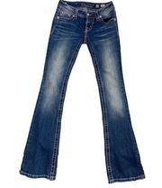 Miss Me Signature Boot Cut Jeans Womens Size 25 Rhinestone Bling Flap Pockets