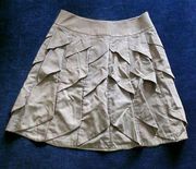 silk wool blend ruffle mini skirt tan