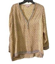 Calypso St. Barth Womens Size XS Silk Multicolor Metallic Long Sleeve Tunic Top