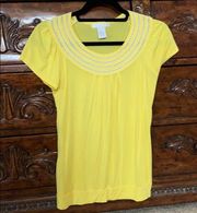 Design History Woman’s Yellow Crochet Top Short Sleeve