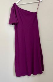 Women’s One Sleeve Midi Dress Plum Caspia Size Medium NWT